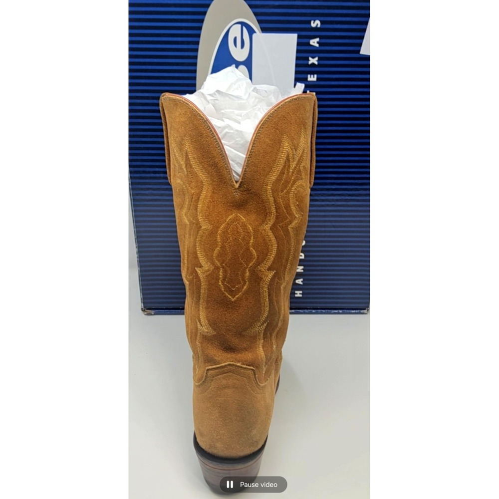 Lucchese Brown Suede Lace-Up Western Boots - Picture 7 of 14